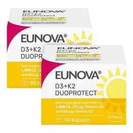 EUNOVA DuoProtect D3+K2 1 000 UI/80 μg gélules combo, 2x90 pcs