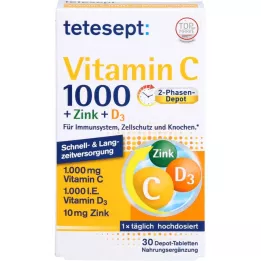 TETESEPT Comprimés de vitamine C 1 000 + Zinc + D3 1 000 I.E., 30 pcs