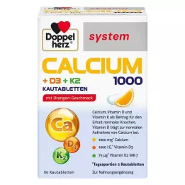 DOPPELHERZ Comprimés à croquer du système Calcium 1000+D3+K2, 60 pcs
