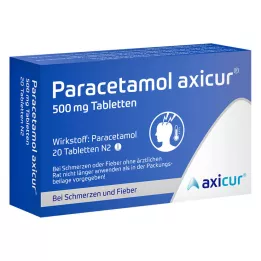 PARACETAMOL axicur 500 mg comprimés, 20 pcs