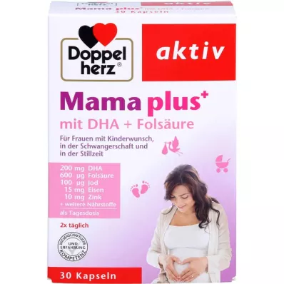 DOPPELHERZ Mama Plus avec DHA+ Capsules dacide folique, 30 pc