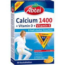 ABTEI Calcium 1400+vitamine D3+K comprimés à croquer, 30 pcs