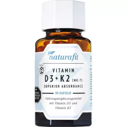 NATURAFIT Vitamine D3 + K2 MK-7 caps absorbants supérieurs., 90 pc