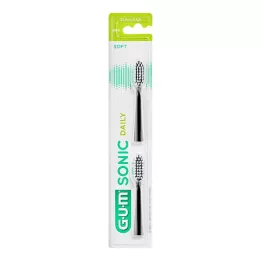 GUM SONIC DAILY Têtes de pinceau de remplacement noir, 2 pc
