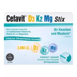 CEFAVIT Granulés Stix D3 K2 Mg 2 000 I.E., 36 pièces