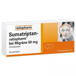SUMATRIPTAN-ratiopharm pour la migraine 50 mg comprimés pelliculés, 2 pcs