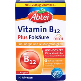 Abtei Vitamine B12 Plus comprimés de dépôt de lacide folique, 30 pc