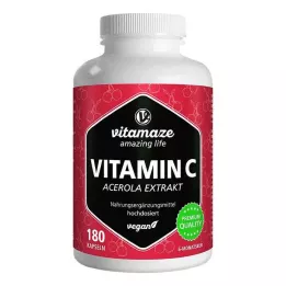 VITAMIN C 160 mg dextrait dacérola en capsules végétaliennes pures, 180 pcs