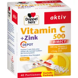 DOPPELHERZ Vitamine C 500 + Zink Depot DIRECT Pellets, 40 pc