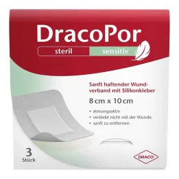 Dracopor sensible 8x10 cm stérile avec adhésif silicone, 3 pc