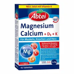 Abbey Magnésium Calcium + D + K comprimés, 42 pc