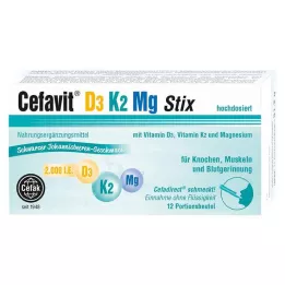 CEFAVIT Granulés Stix D3 K2 Mg 2 000 I.E., 12 unités