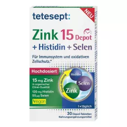Tetesept Zinc 15 Depot + Histidine + Sélénium Tablettes de film, 30 pc