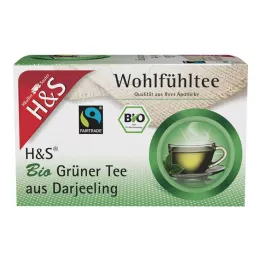 Thé vert biologique H&amp;S de Darjeeling, sachets filtrants, 20 x 2 g