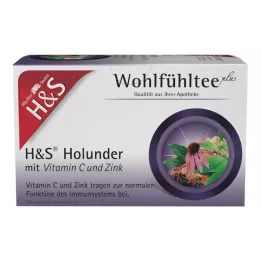 Sachets filtrants de sureau H&amp;S avec vitamine C et zinc, 20 x 2,5 g