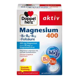 Doppelherz Magnésium 400+B1+B6+B12+Comprimés effervescents dacide folique, 6x15 pc