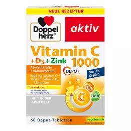 DOPPELHERZ Comprimés Vitamine C 1000+D3+Zinc Depot, 60 pc
