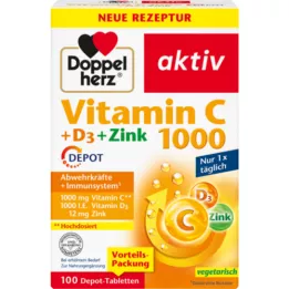 DOPPELHERZ Vitamine C 1000 + D3 + comprimés de dépôt Zink, 100 pc