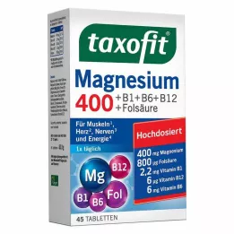 TAXOFIT Magnésium 400+B1+B6+B12+comprimés dacide folique, 45 pièces