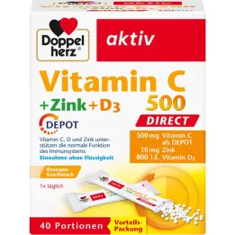 DOPPELHERZ Vitamine C 500+Zinc+D3 Dépôt DIRECT Pel., 40 pièces