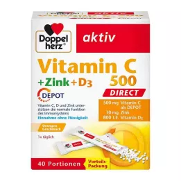 DOPPELHERZ Vitamine C 500+Zinc+D3 Depot DIRECT Pel., 40 pc