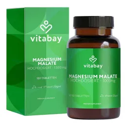 Malate de magnésium 1000 mg comprimés végétaliens à haute dose, 180 pc