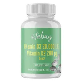 Vitamine D3 Depot 20 000 UI + Vitamine K2 200 mg comprimés (180 pièces)