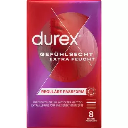 DUREX Préservatifs extra humides au toucher réel, 8 pièces
