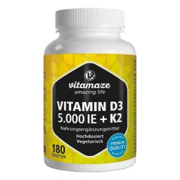 Vitamine D3 K2 5000 UI / 100 µg comprimés à haute dose, 180 pièces