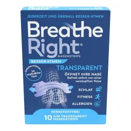Respirez mieux Breathe Right, pansements nasaux normaux transparents, 10 pc