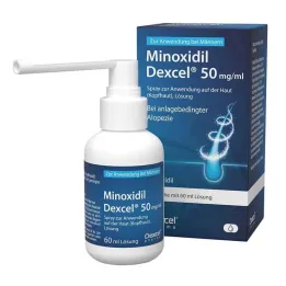Minoxidil Dexcel 50 mg/ml spray pour utilisation sur le cuir chevelu, 60 ml
