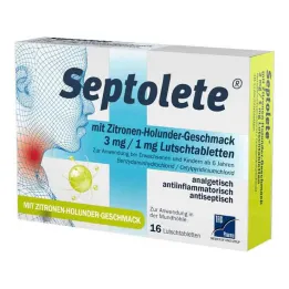 Septolete à saveur de citron-sureau 3 mg/1 mg pastilles, 16 pc