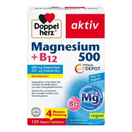 Doppelherz Magnésium 500 + B12 Comprimés de dépôt 2 phases, 120 pc