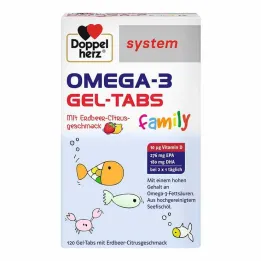 Doppelherz Omega-3 Gel-Tabs famille Système Fraise Agrumes, 120 pièces