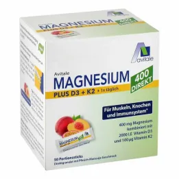 Magnésium 400 + D3 + K2 pêche directe fruit de la passion, 50X2,5 g
