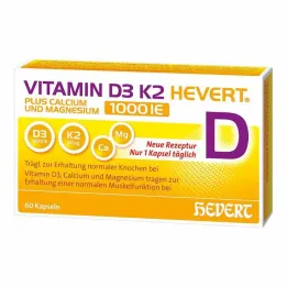 Vitamine D3 K2 Hevert + Capsules de calcium et de magnésium 1000 IE , 60 pc