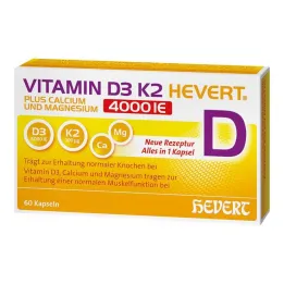 Vitamine D3 K2 Hevert + Capsules de calcium et de magnésium 4000 IE , 60 pc