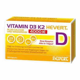Vitamine D3 K2 Hevert + Capsules de calcium et de magnésium 4000 IE , 120 pc