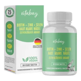 Biotine + Zinc + Sélénium Peau + Cheveux + Ongles Comprimés végétaliens, 180 pc
