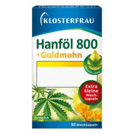 Huile de chanvre Klosterfrau 800 mg + capsules molles de pavot doré, 30 pc