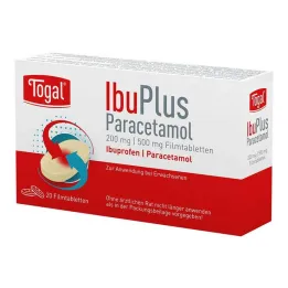 Togal Ibuplus Paracétamol 200 mg / 500 mg comprimés pelliculés, 20 pc