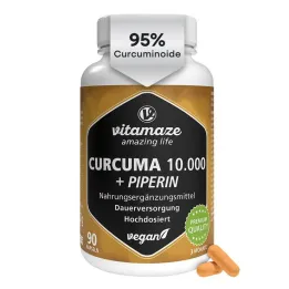 Curcuma 10 000 + capsules végétaliennes à haute dose de pipérine, 90 pc
