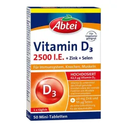 Abbey Vitamine D3 2500 UI Mini comprimés, 50 pc
