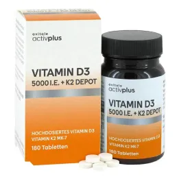 Activplus Vitamine D3 5000 UI + Comprimés K2 Depot, 180 pc