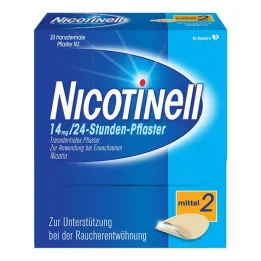 NICOTINELL Patchs à la nicotine de 14 mg / 24 heures, force moyenne du patch (2), 30 pcs